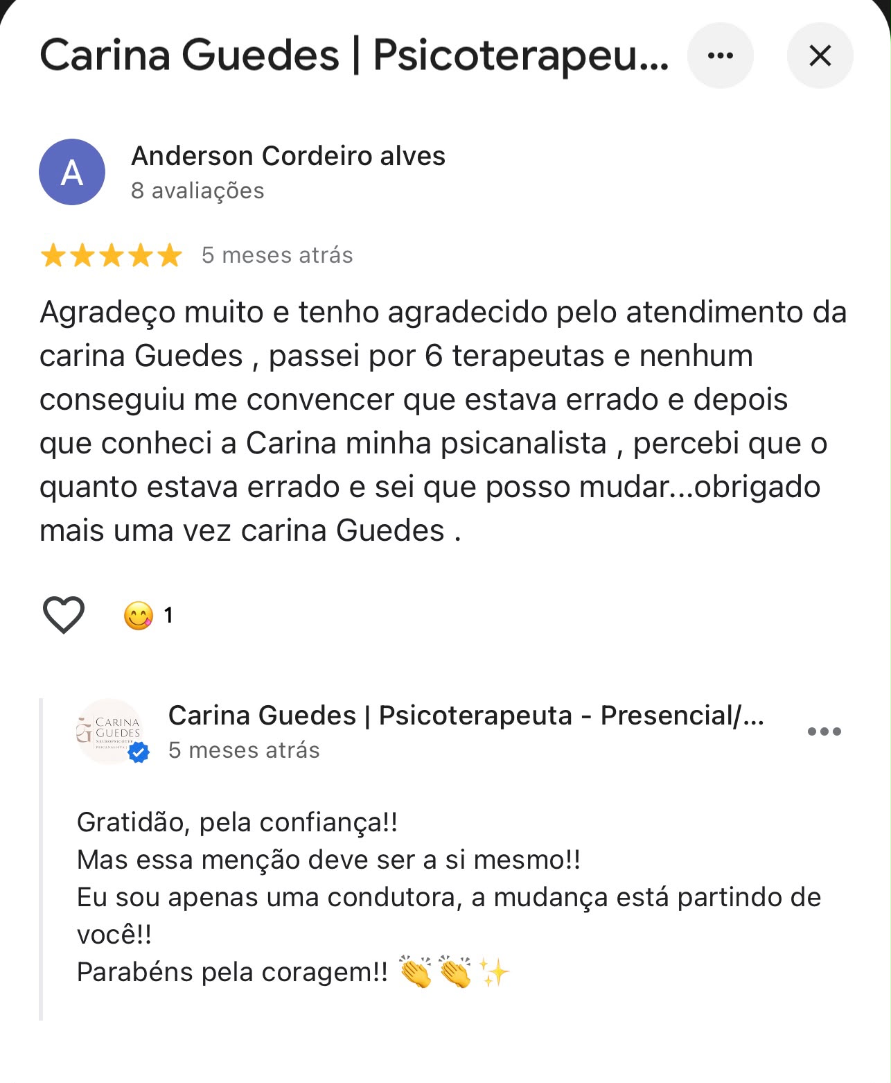 Print de avaliação 5 estrelas no Google sobre Carina Guedes (18)